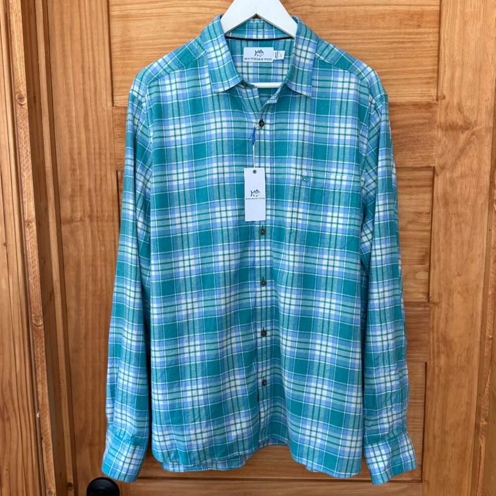 Southern Tide NWT Ashborough Plaid Brushed Soft Flannel Button Up Shirt size L